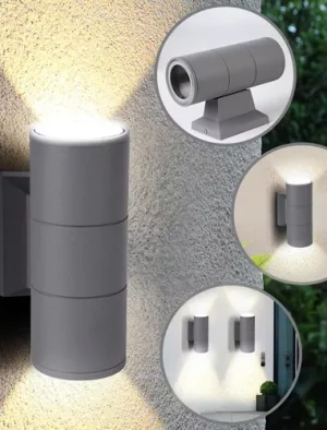 LAMPARA EXTERIOR DOBLE PUNTA GRIS