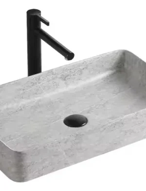 LAVAMANO SOBREPONER RECTANGULAR GRIS CONCRETO 60X34CM