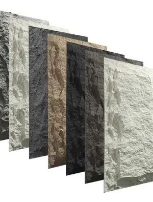 LAMINA 1,20*0,6M PANEL DECORATIVO PU 5mm PIEDRA ROCA GRIS OSCURO ELEGANT