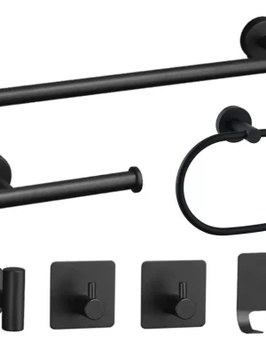 ACCESORIOS DE BAÑO NEGRO  7 PZAS