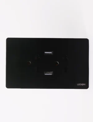 TOMA CORRINETE 6PIN + 2USB NEGRO LUJO