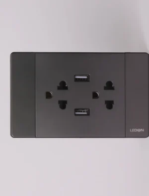 TOMA CORRINETE 6PIN + 2USB GRIS LUJO