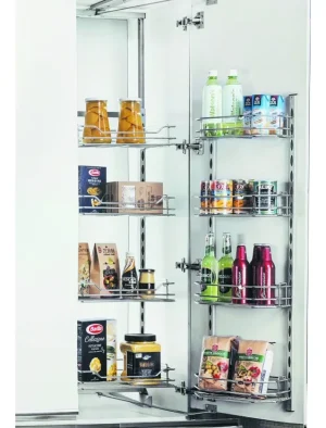 DESPENSA EXTRAIBLE CON PUERTA 4 TRAMOS ACERO CROMADO BK-7045